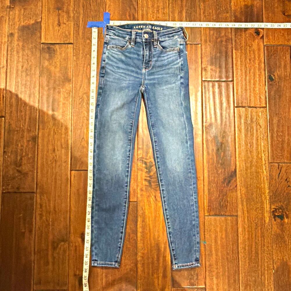 American Eagle Girls XS Blue Skinny Slim Fit Stretch Denim Jeans Button
